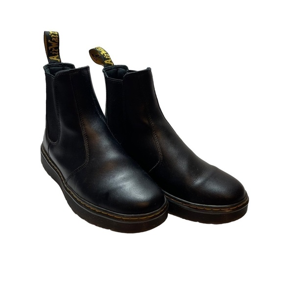 Dr. Martens Woman 2976 Smooth Leather Black Chunky Boots Size 9 - Picture 2 of 13
